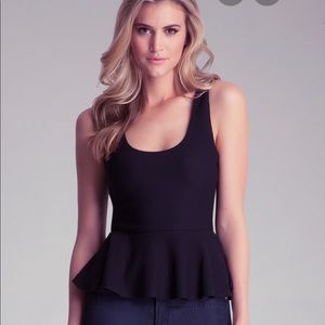 Bebe black peplum top